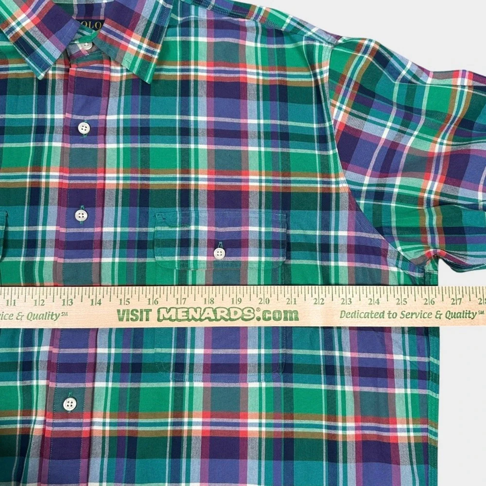 New Polo Ralph Lauren Shirt Mens LT Green Multi Plaid Long Sleeve Button Down